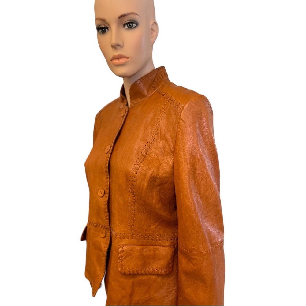 Ellen Tracy 100% Leather Bohemian Jacket Size 16 in good preowned condition - Picture 13 of 16